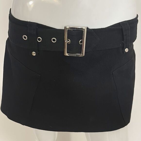 Lip Service Dresses & Skirts - Rare Vintage Lip Service Black Low Rise Belted Micro Mini Skirt Side Zip Details